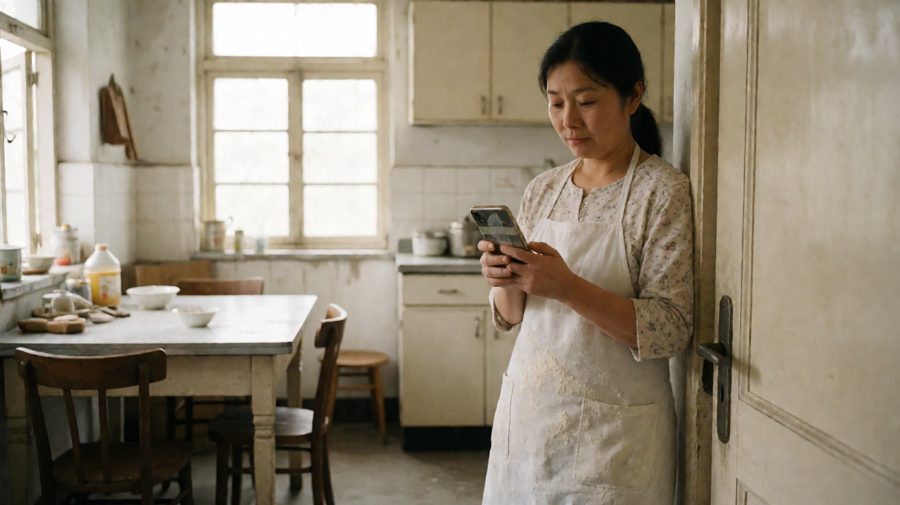 那部屏幕开裂的旧手机，是她与女儿之间唯一的连接。