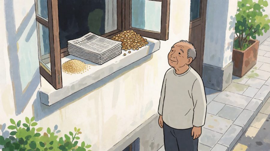 仰头看那排米粒，米是新米