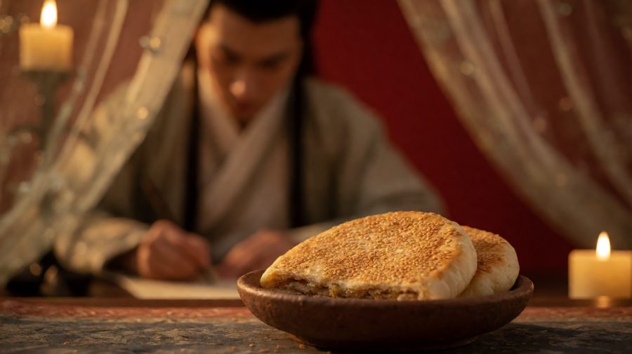 饼还带着手温，他说多了，放下继续写字