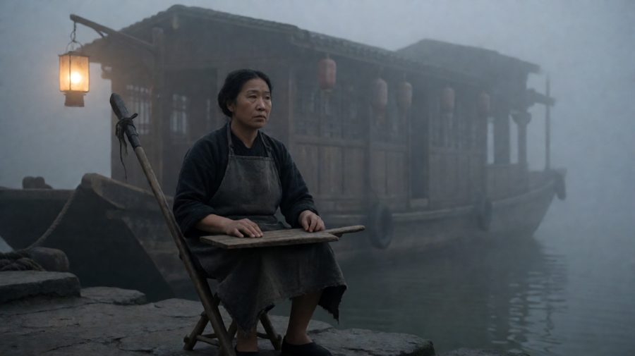 雾起时，渡口只剩一盏灯，她守着跳板，也守着身后的伤兵