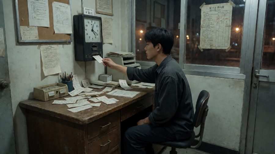 那台钟记下了他真正走出厂门的时间