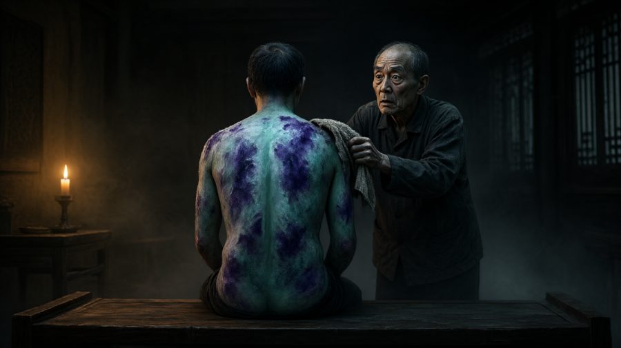 客人背上的青紫，像冻透的萝卜