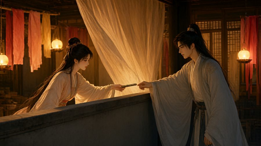 墙脊递夹，指尖轻停的暧昧瞬间