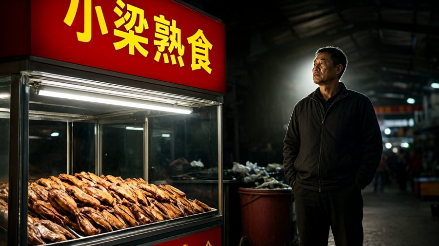 东头的灯火通明与西头的静谧冷清，构成了新老摊主截然不同的命运起点。