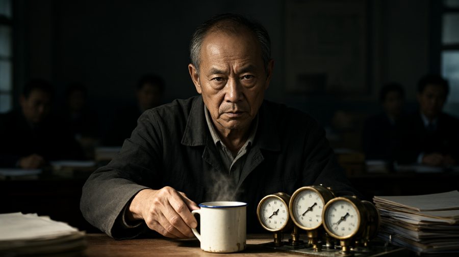 老翟用搪瓷缸试探压力表