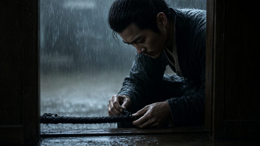 密室验证：门底缝隙与黑吊绳