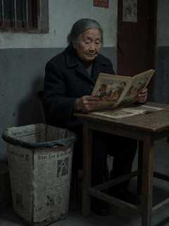 小区旧报刊回收箱旁，张姨整理旧画报时的第三页剪报