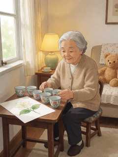 小区闲置交换角，陈阿婆整理旧瓷杯时的半张茉莉画片