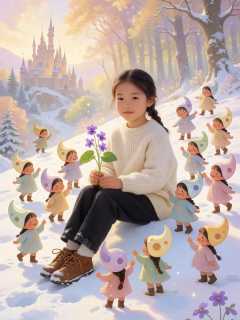 采药女孩阿棠在腊月雪坡遇见十二个戴月牙帽的孩子