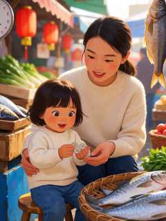 菜市场鱼摊前，我和女儿数完最后三枚硬币