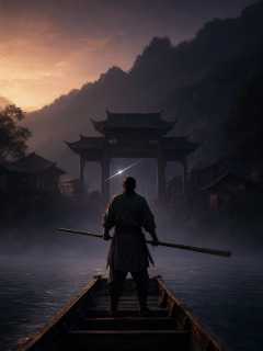 落雁渡的跛陈，把最后一根竹篙横在船头